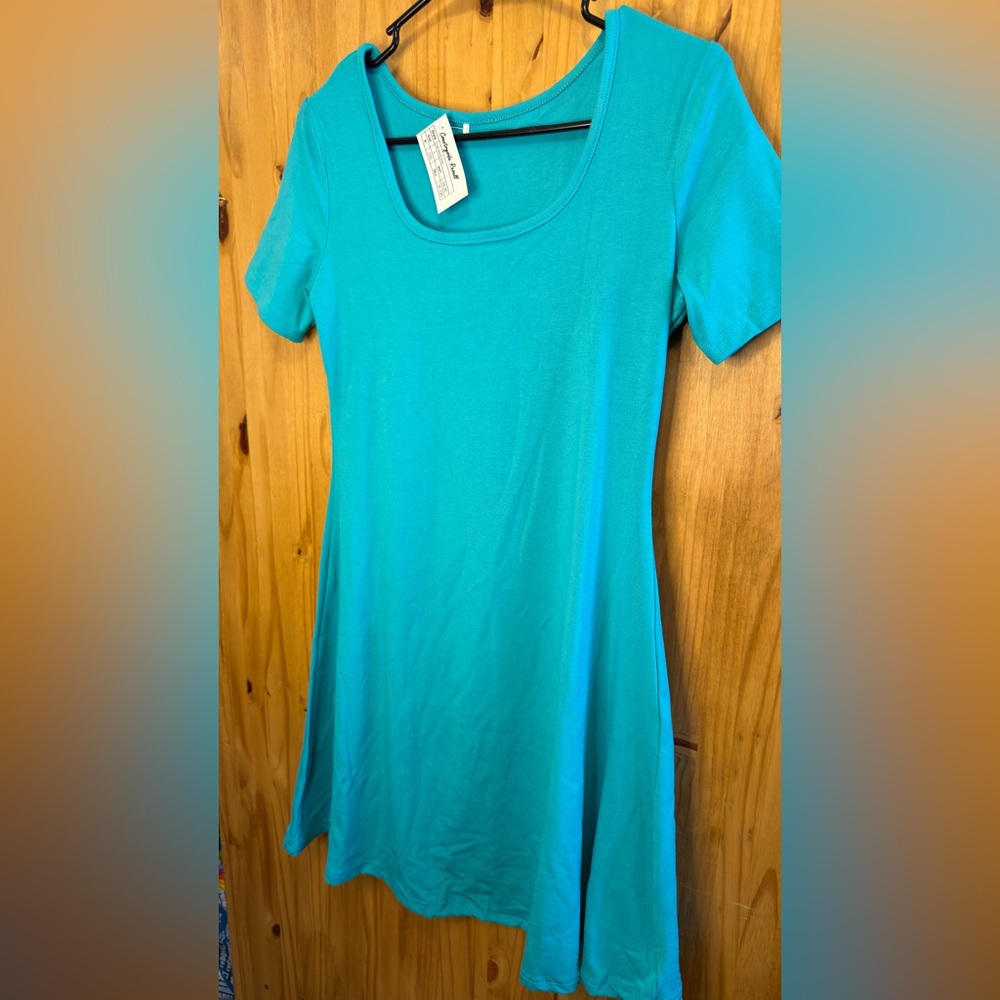 Source Unknown Turquoise Scoop Neck Short Sleeve T-shirt Dress - Picture 2 of 2